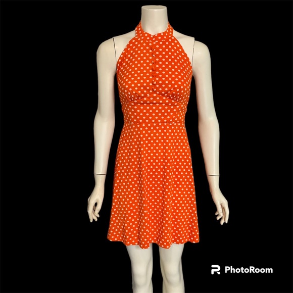 Vintage 60s 70s polka dot polyester dress set - Picture 3 of 11